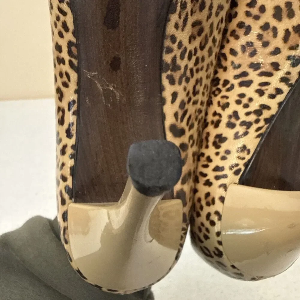 Stuart Weitzman Round Toe Pumps Stiletto Heels Brown Leopard Heels Women's 7 M